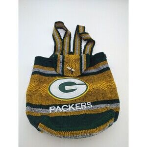 Green Bay Packers NFL Football Woven Knit Cloth Hipster Drawstring Backpack Bag